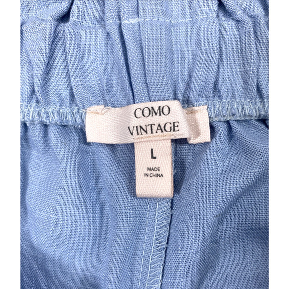Como Vintage Pants Womens Large Linen Blend Light Blue High‎ Waist Coastal - Picture 3 of 10